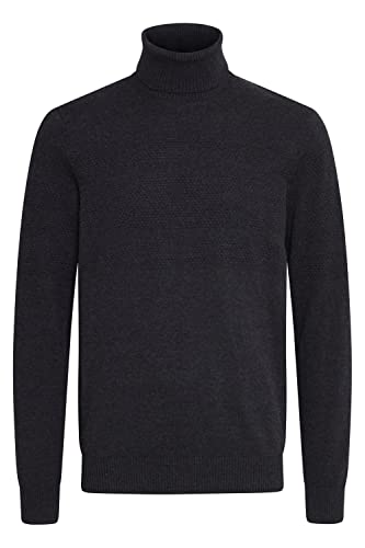 Blend 20714346 Herren Rollkragenpullover Strickpullover Feinstrick mit Struktur, Größe:M, Farbe:Charcoal Mix (200278) von b BLEND