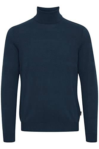 Blend 20714346 Herren Rollkragenpullover Strickpullover Feinstrick mit Struktur, Größe:M, Farbe:Dress Blues (194024) von b BLEND