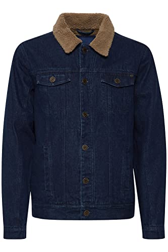 Blend 20714439 Denim jacket Herren Jeansjacke Denim Übergangsjacke Jeansjacke mit Teddykragen Hemdkragen Used-look Regular Fit, Größe:M, Farbe:Denim dark blue (200292) von b BLEND