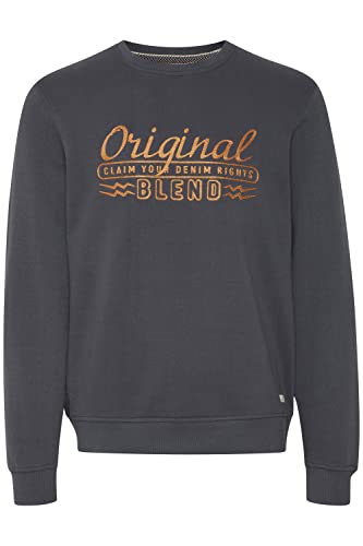 Blend 20714591 Herren Sweatshirt Pullover Pulli mit Rundhalsausschnitt O-Neck Print, Größe:M, Farbe:Iron Gate (193910) von b BLEND