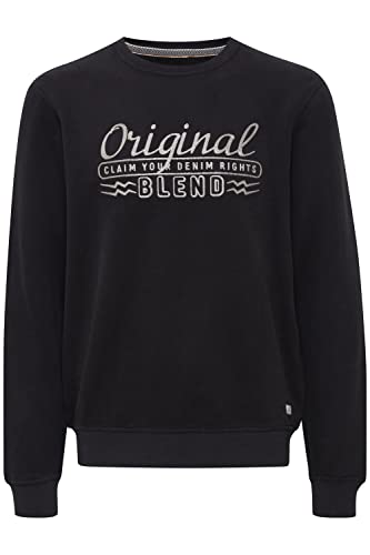 Blend 20714591 Herren Sweatshirt Pullover Pulli mit Rundhalsausschnitt O-Neck Print, Größe:S, Farbe:Black (194007) von b BLEND