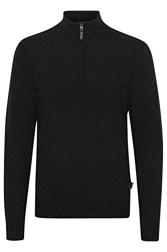 Blend 20714625 Herren Strickpullover Troyer Feinstrick Pullover mit Stehkragen und Reißverschluss, Größe:2XL, Farbe:Black (194007) von b BLEND