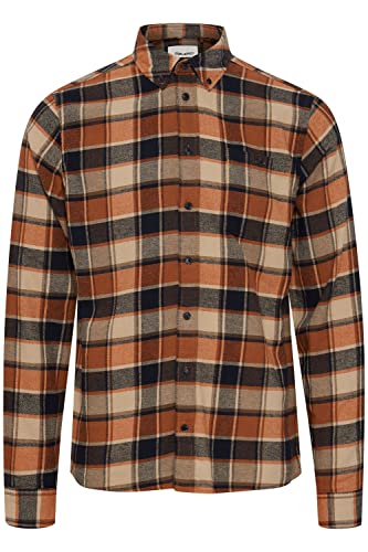 Blend 20714889 Shirt LS Herren Freizeithemd Hemd Flanellhemd Button-Down-Kragen Kariert mit Brusttasche hochwertige Baumwoll-Qualität, Größe:M, Farbe:Burnt Brick (181350) von b BLEND