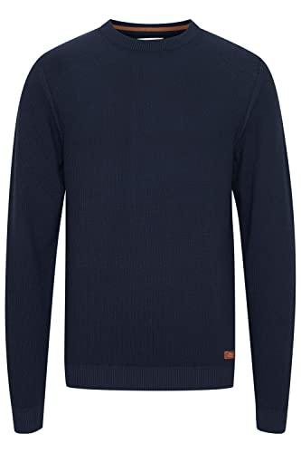 Blend 20714899 Herren Strickpullover Feinstrick Pullover mit Rundhalsausschnitt Struktur-Strick, Größe:2XL, Farbe:Dress Blues (194024) von b BLEND
