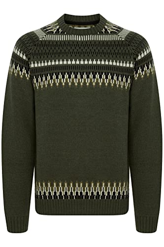 Blend 20714905 Herren Strickpullover Grobstrick Pullover mit Rundhalsausschnitt Norweger Muster, Größe:S, Farbe:Deep Depths (190413) von b BLEND