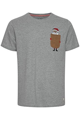 Blend 20714914 Herren T-Shirt Kurzarm Weihnachts T-Shirt mit Stickerei X-Mas Rundhalsausschnitt Brusttasche, Größe:M, Farbe:Stone Mix (200274) von b BLEND