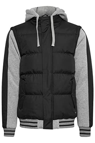 Blend 20714935 Outerwear Herren Steppjacke Übergangsjacke Jacke Bomberjacke mit Sweat-Ärmeln und Kapuze Regular Fit, Größe:2XL, Farbe:Black (194007) von b BLEND