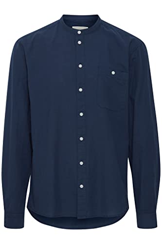 Blend 20715155 Shirt Herren Freizeithemd Hemd Stehkragen Brusttaschen Regular Fit Hochwertiges Leinen Leinenhemd, Größe:M, Farbe:Dress Blues (194024) von b BLEND