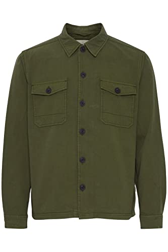 Blend 20715170 Shirt Overshirt Herren Übergangsjacke Jacke Überhemd Hemdjacke Unifarben Twill Optik Brusttaschen Hochwertige Baumwoll-Qualität, Größe:L, Farbe:Cypress (180322) von b BLEND