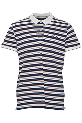 Blend 20715191 Polo Herren Poloshirt Polohemd mit Polokragen Logo-Stickerei Regular Fit Streifen-Muster, Größe:2XL, Farbe:Dress Blues (194024) von b BLEND