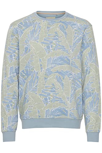 Blend 20715350 Herren Sweatshirt Pullover Pulli mit Rundhalsausschnitt O-Neck Print Sommer Blumen, Größe:2XL, Farbe:Dusty Blue (164010) von b BLEND