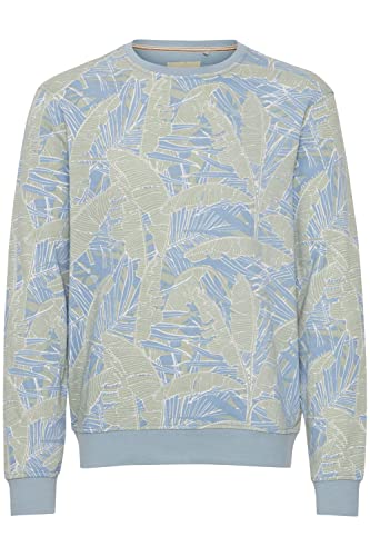 Blend 20715350 Herren Sweatshirt Pullover Pulli mit Rundhalsausschnitt O-Neck Print Sommer Blumen, Größe:S, Farbe:Dusty Blue (164010) von b BLEND