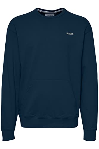 Blend 20715352 Herren Sweatshirt Pullover Pulli mit Rundhalsausschnitt O-Neck und Känguru Tasche, Größe:L, Farbe:Dress Blues (194024) von b BLEND