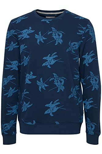 Blend 20715358 Herren Sweatshirt Pullover Pulli mit Rundhalsausschnitt O-Neck AOP Print Sommer Blumen, Größe:2XL, Farbe:Dress Blues (194024) von b BLEND