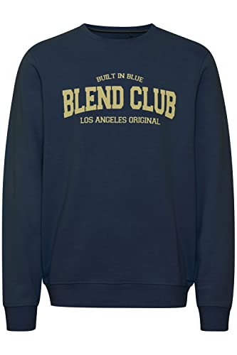Blend 20715366 Herren Sweatshirt Pullover Pulli mit Rundhalsausschnitt O-Neck Print, Größe:L, Farbe:Dress Blues (194024) von b BLEND