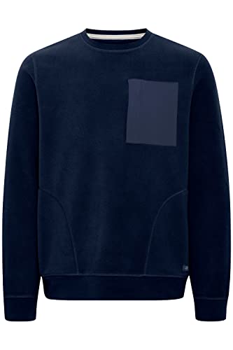 Blend 20715392 Herren Fleece Pullover Sweatshirt Pullover mit Rundhalsausschnitt O-Neck Brusttasche, Größe:S, Farbe:Dress Blues (194024) von b BLEND