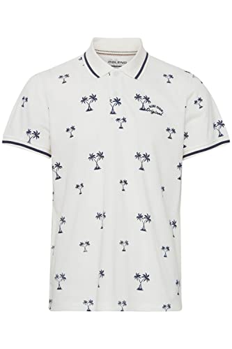 Blend 20715468 Polo Herren Poloshirt Polohemd Palmenmuster Polokragen Regular Fit Pique-Qualität, Größe:2XL, Farbe:Snow White (110602) von b BLEND