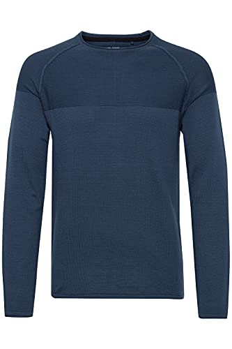 Blend Adriano Herren Strickpullover Feinstrick Pullover aus 100% Baumwolle, Größe:L, Farbe:Ensign Blue (194026) von b BLEND