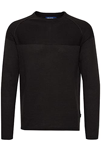 Blend Adriano Herren Strickpullover Feinstrick Pullover aus 100% Baumwolle, Größe:XL, Farbe:Black (194007) von b BLEND