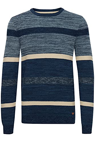 Blend Arendt Herren Strickpullover Grobstrick Pullover aus 100% Baumwolle, Größe:L, Farbe:Dress Blues (194024) von b BLEND