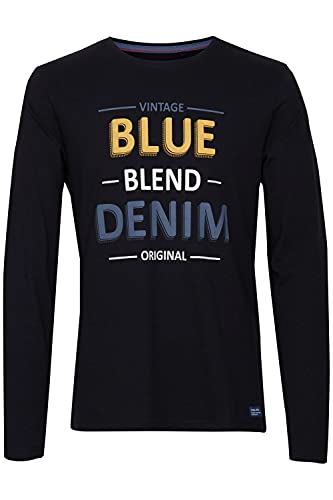 Blend Arnold Herren Longsleeve Langarmshirt Shirt Mit Print aus 100% Baumwolle, Größe:L, Farbe:Black (194007) von b BLEND