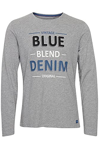 Blend Arnold Herren Longsleeve Langarmshirt Shirt Mit Print aus 100% Baumwolle, Größe:L, Farbe:Stone Mix (200274) von b BLEND