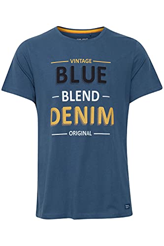 Blend Artur Herren T-Shirt Kurzarm Shirt mit Print aus 100% Baumwolle, Größe:L, Farbe:Ensign Blue (194026) von b BLEND