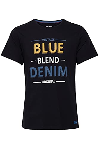 Blend Artur Herren T-Shirt Kurzarm Shirt mit Print aus 100% Baumwolle, Größe:XXL, Farbe:Black (194007) von b BLEND