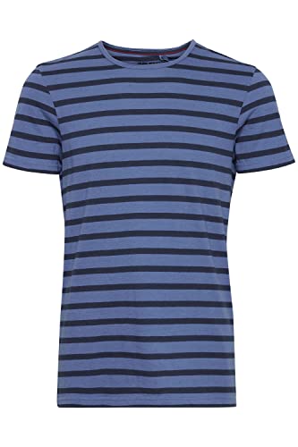 Blend BHAbell Herren T-Shirt Kurzarm Shirt gestreift mit Rundhalsausschnitt, Größe:L, Farbe:Dutch Blue (183928) von b BLEND