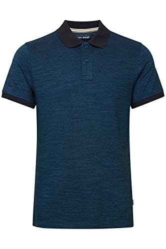 Blend BHAlfredo Herren Poloshirt Polohemd mit Polokragen abgesetzter Kragen Strukturiertes Muster Regular Fit Hochwertige Baumwolle, Größe:M, Farbe:Delft (194039) von b BLEND