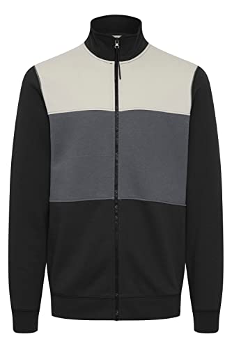 Blend BHBlock Herren Sweatjacke Cardigan Jacke mit Stehkragen und Reißverschluss Color Block Design, Größe:2XL, Farbe:Black (194007) von b BLEND