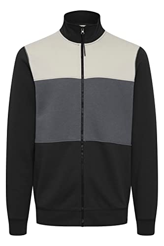 Blend BHBlock Herren Sweatjacke Cardigan Jacke mit Stehkragen und Reißverschluss Color Block Design, Größe:L, Farbe:Black (194007) von b BLEND