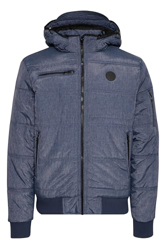 Blend BHBoris Herren Jacke Winterjacke Steppjacke gefüttert mit Kapuze Reißverschlusstaschen Rippbündchen Regular fit, Größe:L, Farbe:Navy Teddy (74655) von b BLEND