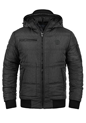Blend BHBoris Herren Jacke Winterjacke Steppjacke gefüttert mit Kapuze Reißverschlusstaschen Rippbündchen Regular fit, Größe:M, Farbe:Black Teddy (75126) von b BLEND