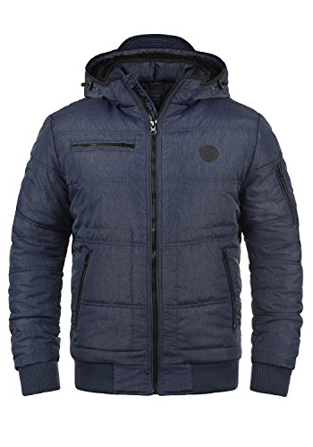 Blend BHBoris Herren Jacke Winterjacke Steppjacke gefüttert mit Kapuze Reißverschlusstaschen Rippbündchen Regular fit, Größe:S, Farbe:Navy Teddy (74655) von b BLEND