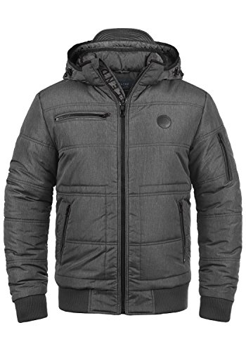 Blend BHBoris Herren Winterjacke Steppjacke Jacke gefüttert mit Abnehmbarer Kapuze Reißverschlusstaschen Regular fit, Größe:2XL, Farbe:Granite (70147) von b BLEND