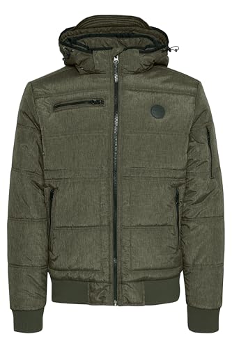 Blend BHBoris Herren Winterjacke Steppjacke Jacke gefüttert mit Abnehmbarer Kapuze Reißverschlusstaschen Regular fit, Größe:L, Farbe:Peat Green (77200) von b BLEND