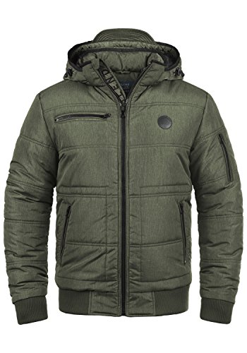 Blend BHBoris Herren Winterjacke Steppjacke Jacke gefüttert mit Abnehmbarer Kapuze Reißverschlusstaschen Regular fit, Größe:3XL, Farbe:Peat Green (77200) von b BLEND