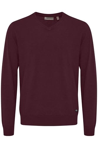 Blend BHBruton Herren Strickpullover Feinstrick Pullover Basic mit V-Ausschnitt Regular fit, Größe:XL, Farbe:Winetasting (192118) von b BLEND