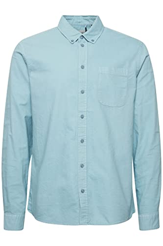 Blend BHBugley Garment Dyed Oxford Herren Freizeithemd Hemd Button-Down-Kragen Hochwertige Baumwoll-Qualität Langarm Unifarben, Größe:2XL, Farbe:Dusty Blue (164010) von b BLEND