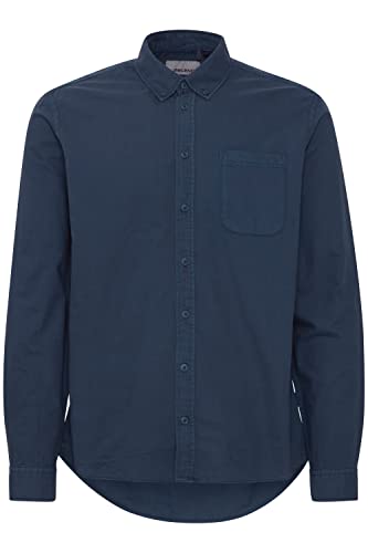 Blend BHBugley Garment Dyed Oxford Herren Freizeithemd Hemd Button-Down-Kragen Hochwertige Baumwoll-Qualität Langarm Unifarben, Größe:XL, Farbe:Dress Blues (194024) von b BLEND