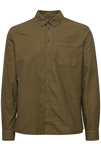 Blend BHBugley Garment Dyed Oxford Herren Freizeithemd Hemd Button-Down-Kragen Hochwertige Baumwoll-Qualität Langarm Unifarben, Größe:XL, Farbe:Forest Night (190414) von b BLEND