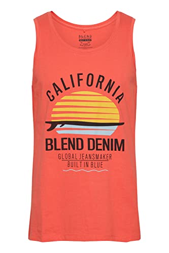 Blend BHCali Herren Tank Top Sport-Shirt Muscle-Shirt mit Print, Größe:L, Farbe:Coral Sea Red (73828) von b BLEND