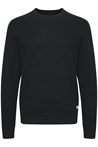 Blend BHChristo Herren Sweatshirt Pullover Pulli mit Rundhalsausschnitt O-Neck Struktur Material, Größe:L, Farbe:Black (194007) von b BLEND