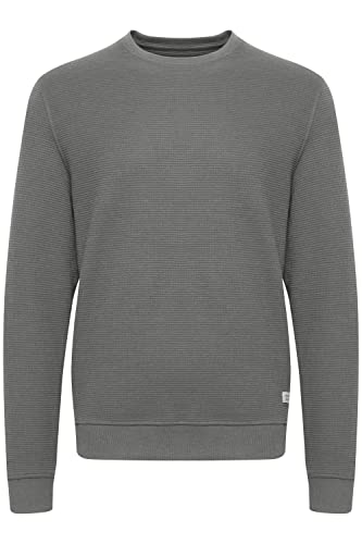 Blend BHChristo Herren Sweatshirt Pullover Sweater mit Rundhalsausschnitt Rippbündchen Label-Details Baumwollmischung Regular fit, Größe:L, Farbe:Iron Gate (193910) von b BLEND