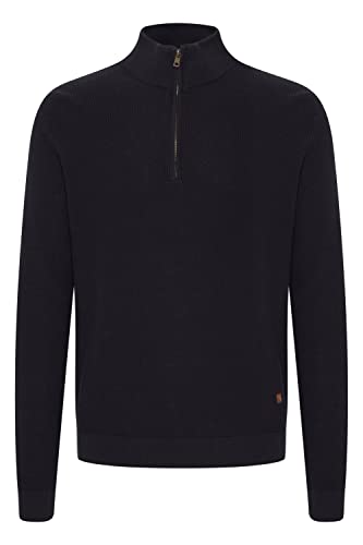 Blend BHCodford Herren Strickpullover Troyer Feinstrick Pullover mit Stehkragen und Reißverschluss, Größe:XL, Farbe:Black (194007) von b BLEND