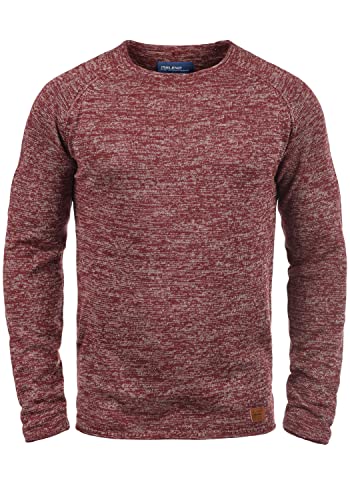 Blend BHDan Herren Strickpullover Feinstrick Pullover mit Rundhalsausschnitt Baumwollmischung Label-Patch Regular fit, Größe:XXL, Farbe:Andorra Red (73811) von b BLEND