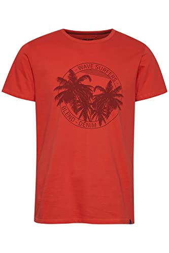 Blend BHDavis Herren T-Shirt Kurzarm Shirt mit Print und Rundhalsausschnitt, Größe:XL, Farbe:Aurora Red (181550) von b BLEND