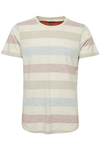 Blend BHEfkin Herren T-Shirt Kurzarm Shirt mit Streifen Rundhals-Ausschnitt Baumwollmischung Regular fit, Größe:M, Farbe:Rust Red (73830) von b BLEND