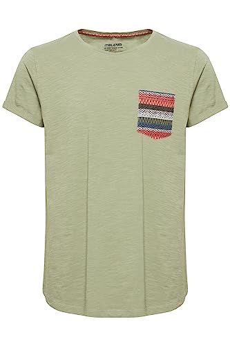 Blend BHElandro Herren T-Shirt Kurzarm Shirt mit Inkamuster und Rundhalsausschnitt, Größe:XXL, Farbe:Oil Green (170115) von b BLEND